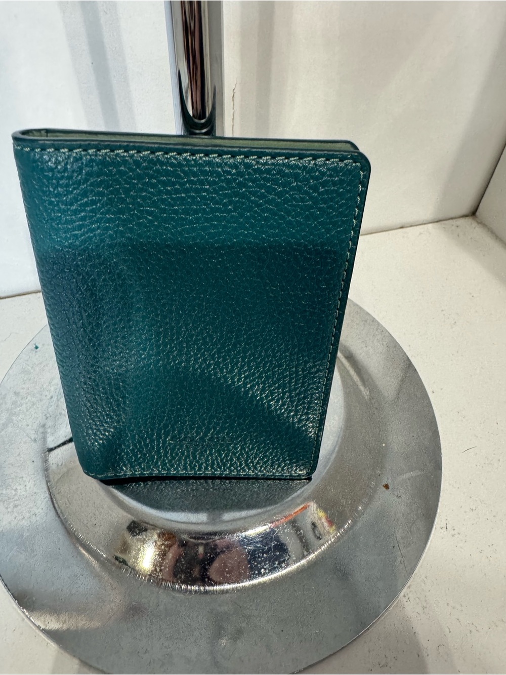 Coach Pebbled Leather Bifold Wallet - Teal Green